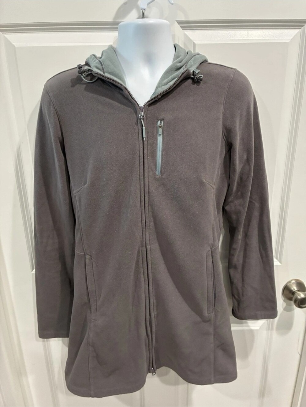Athleta Gray Zip-Up Hooded Jacket Sz M
